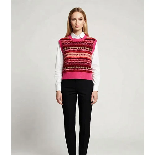 Wholegarment Knitted Sleeveless Sweater Vest Wholegarment Knitted Sleeveless Sweater Vest